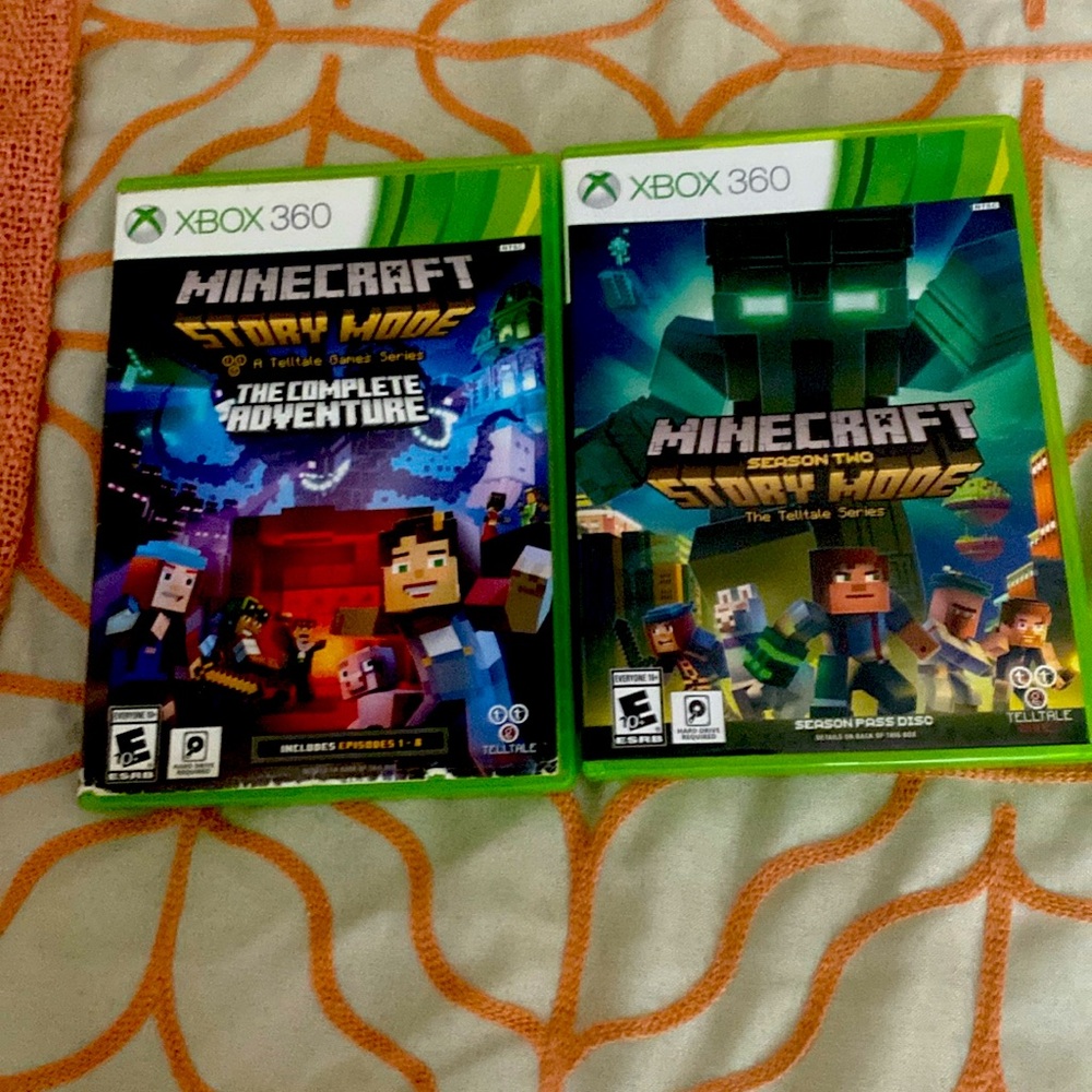 Minecraft story mode complete adventure disc and season two disc. Xbox 360